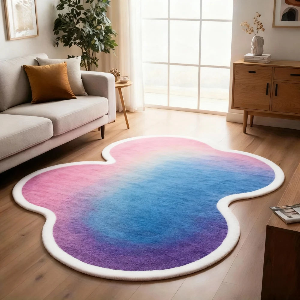 Pink Wavy Area Rug | Modern Abstract Dopamine Decor Rug | Soft Bedroom & Living Room Carpet