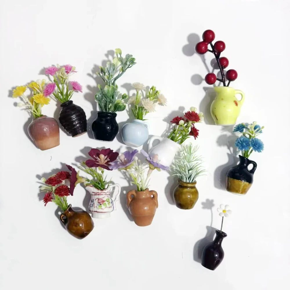 Magnetic Mini Bud Vase Set | Cute Ceramic Fridge Magnets for Flowers, Kitchen Decor & Dopamine Home Decor