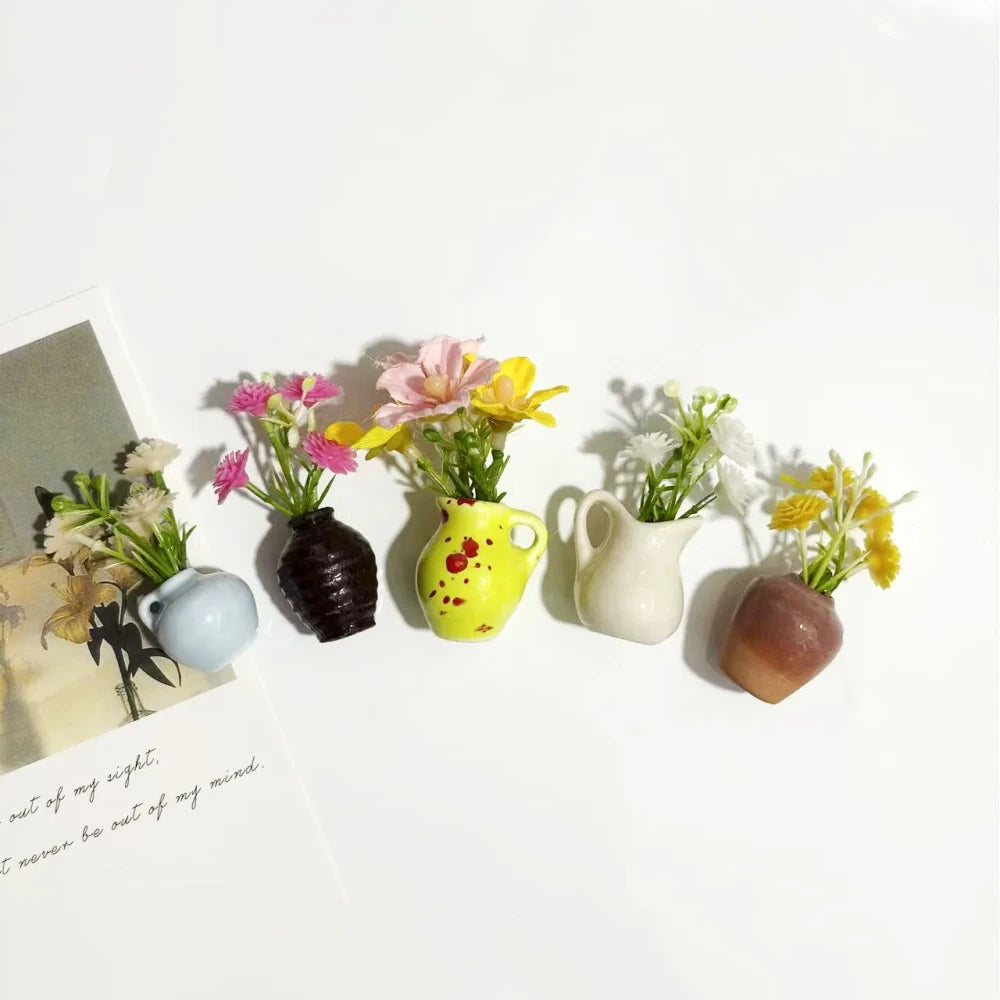 Magnetic Mini Bud Vase Set | Cute Ceramic Fridge Magnets for Flowers, Kitchen Decor & Dopamine Home Decor