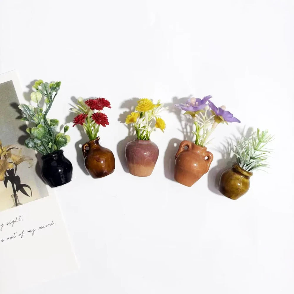 Magnetic Mini Bud Vase Set | Cute Ceramic Fridge Magnets for Flowers, Kitchen Decor & Dopamine Home Decor