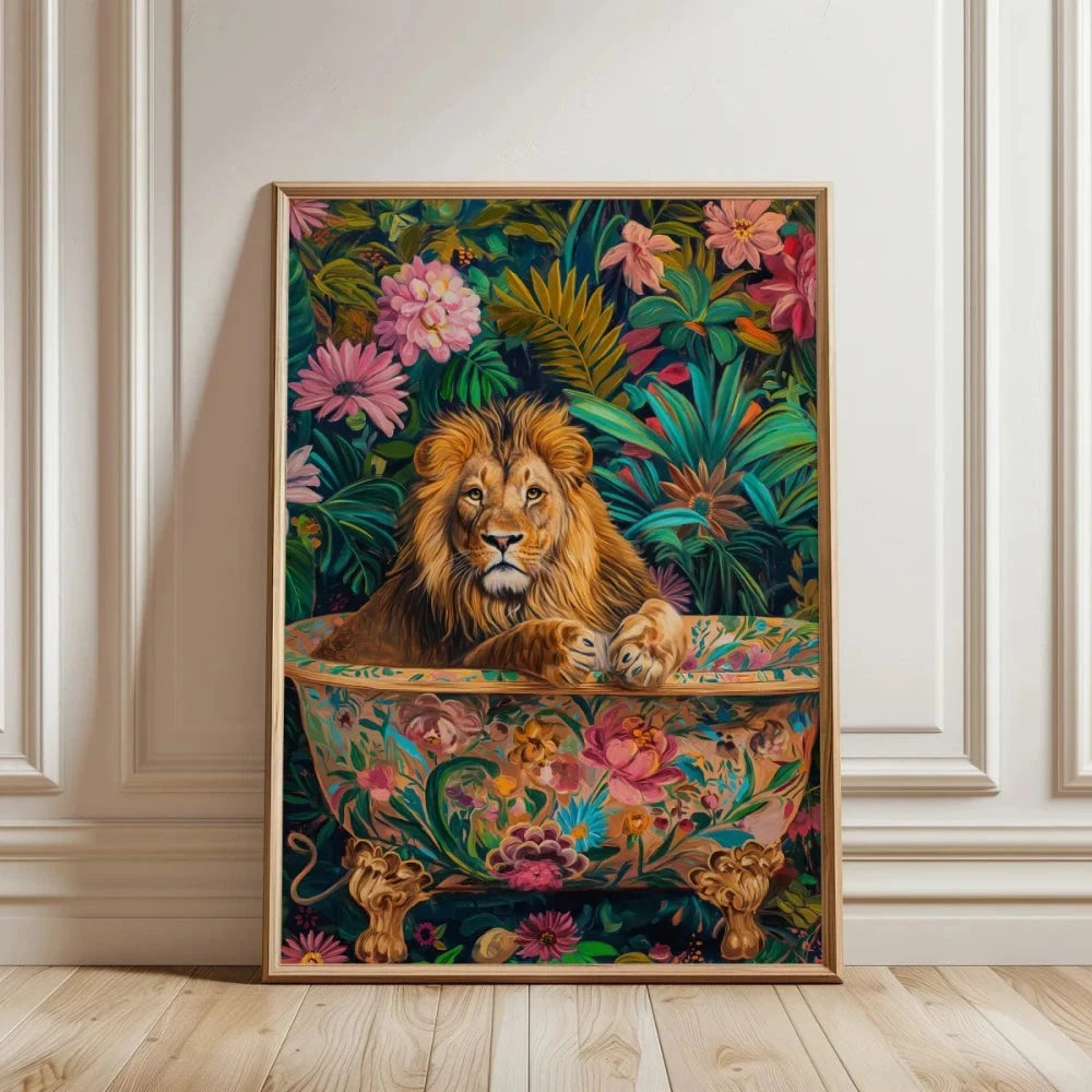 Colorful Cheetah & Lion Canvas Wall Art | Maximalist Animal Print | Tropical Gallery Wall Decor | Modern Living Room Artwork