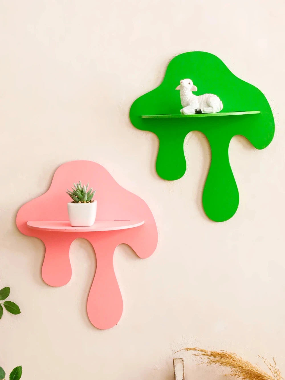 Drip Mushroom Wall Shelf | Colorful Dopamine Decor | Funky Floating Shelf
