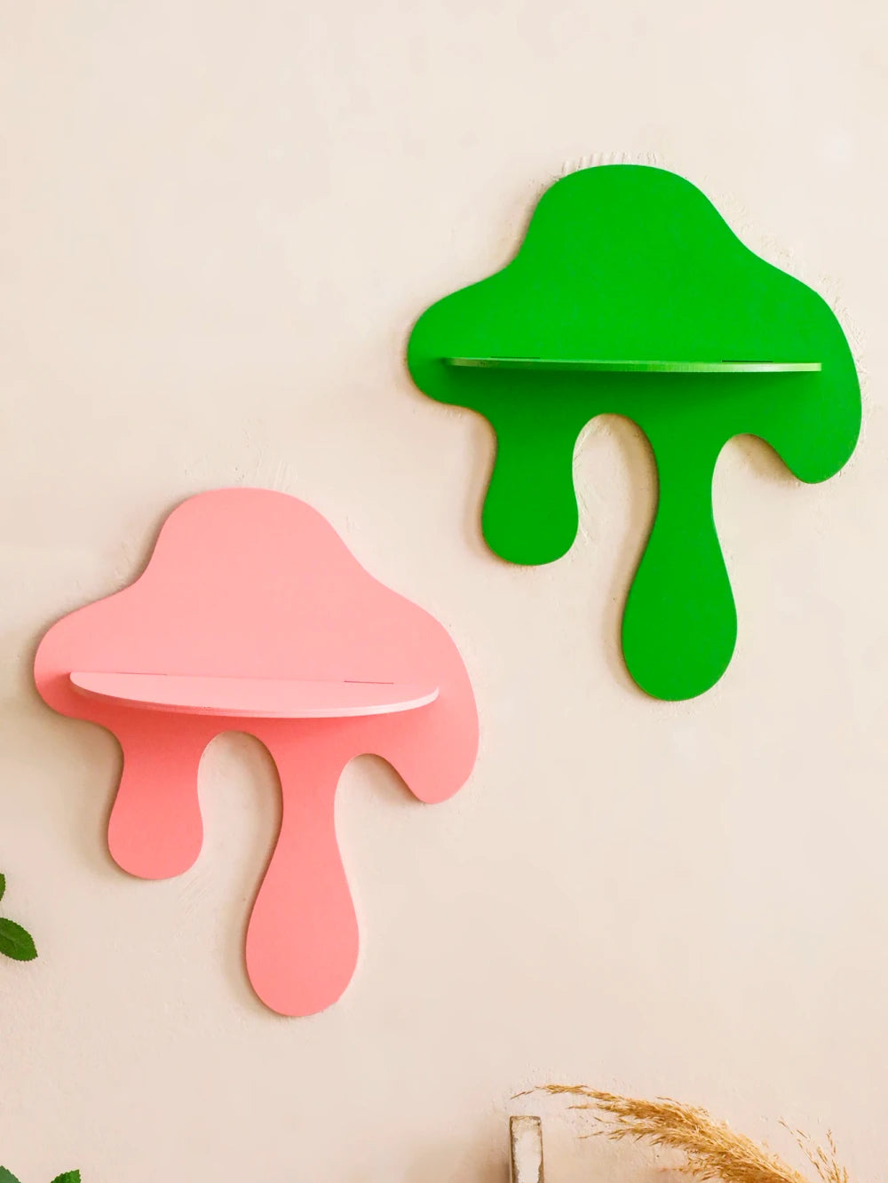 Drip Mushroom Wall Shelf | Colorful Dopamine Decor | Funky Floating Shelf