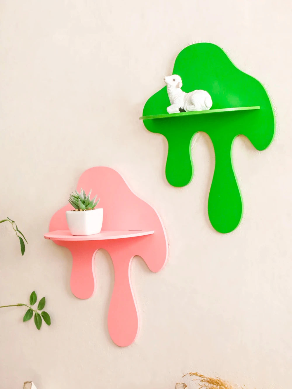 Drip Mushroom Wall Shelf | Colorful Dopamine Decor | Funky Floating Shelf