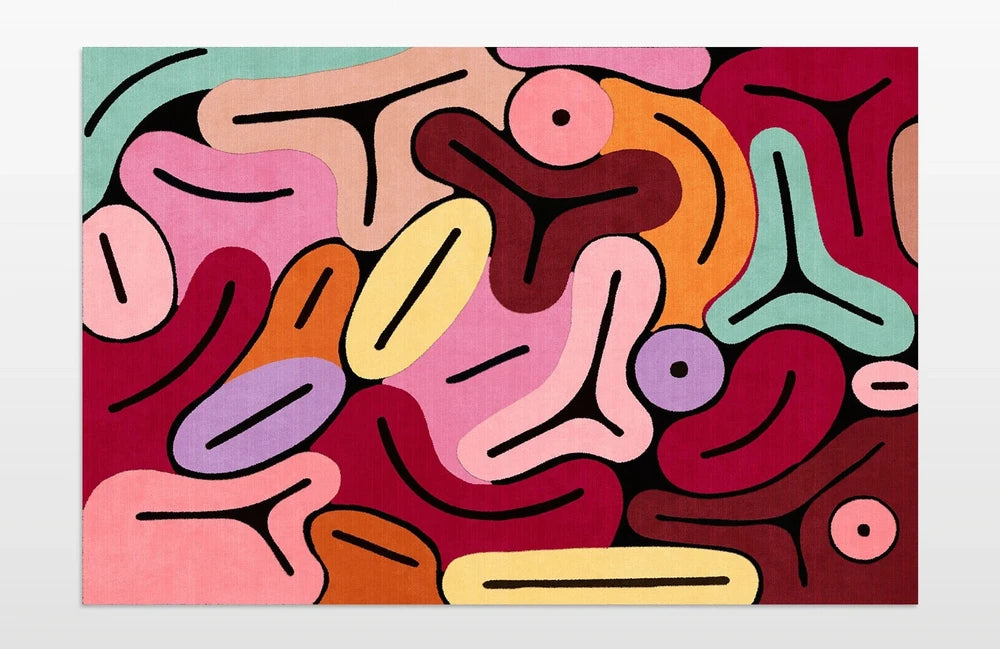 Colorful Abstract Area Rug | Dopamine Decor Rug | Modern Maximalist Living Room & Bedroom Carpet