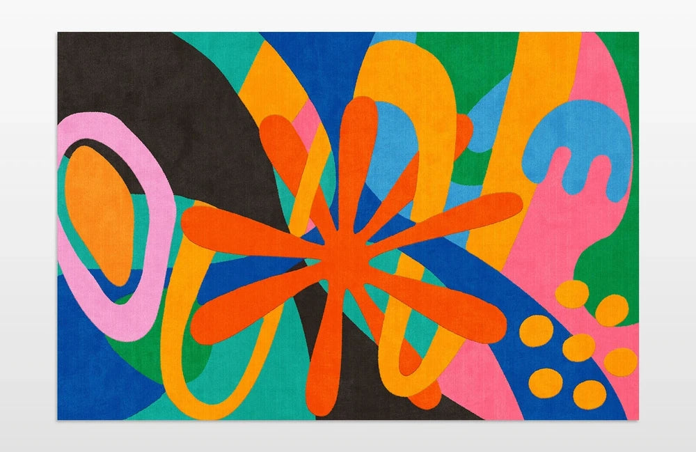Colorful Abstract Area Rug | Dopamine Decor Rug | Modern Maximalist Living Room & Bedroom Carpet