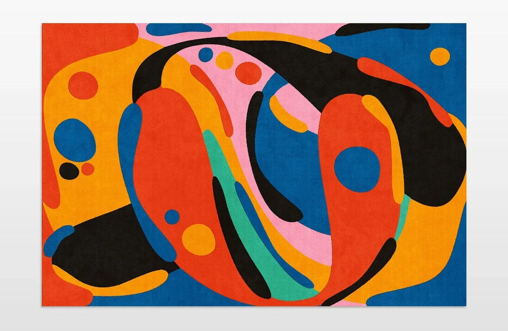 Colorful Abstract Area Rug | Dopamine Decor Rug | Modern Maximalist Living Room & Bedroom Carpet