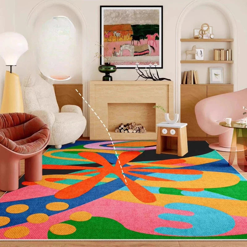 Colorful Abstract Area Rug | Dopamine Decor Rug | Modern Maximalist Living Room & Bedroom Carpet