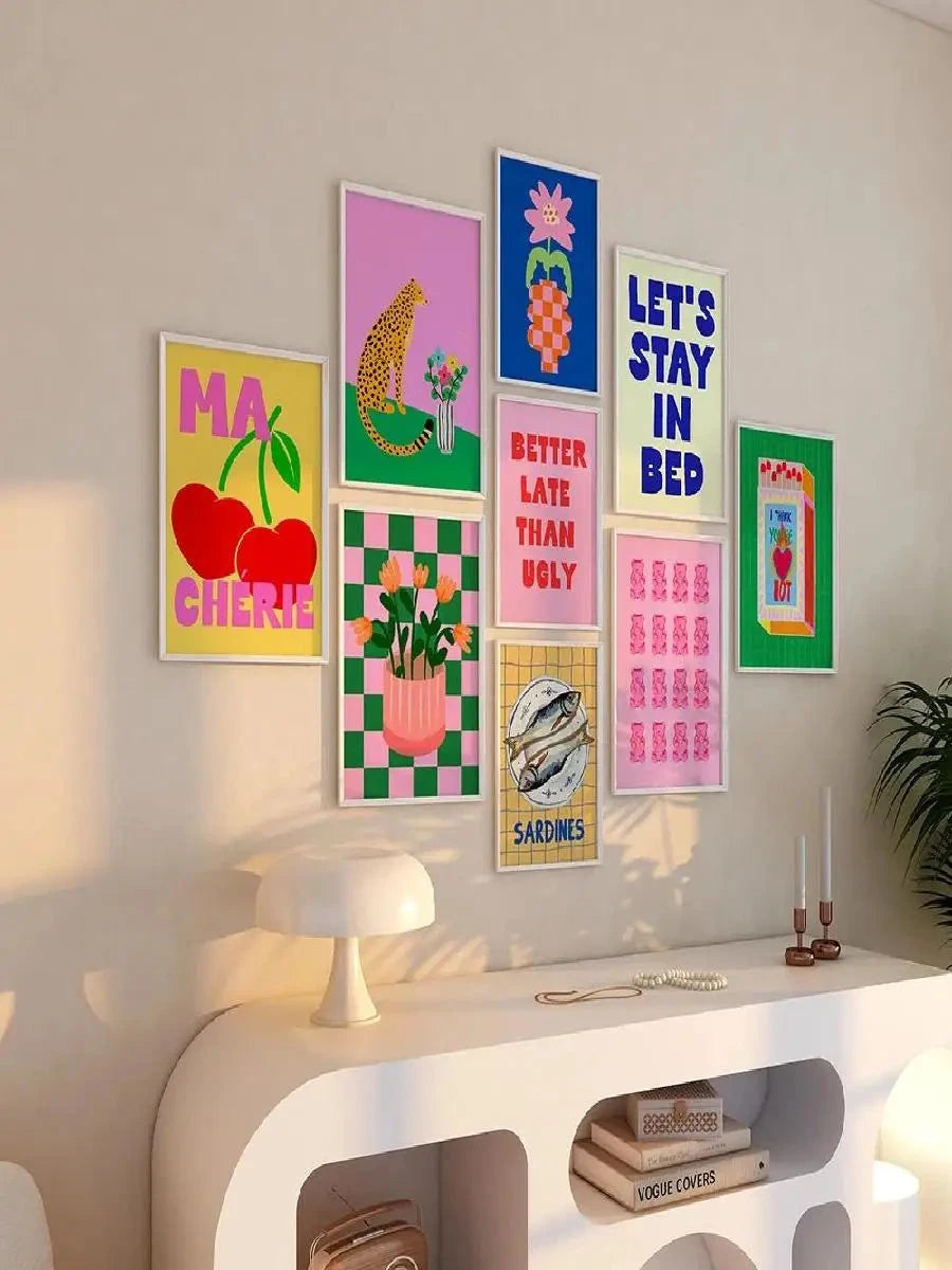 Happy Little Nonsense Canvas Wall Art | Colorful Typography Print | Dopamine Decor | Maximalist Wall Art | Gallery Wall Decor