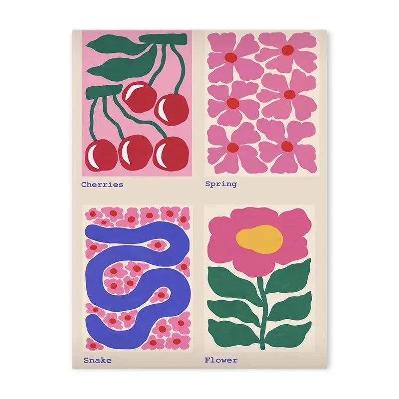 Colorful Abstract Wall Art Set | Dopamine Decor Canvas Prints | Maximalist Gallery Wall | Eclectic Colorful Home Decor