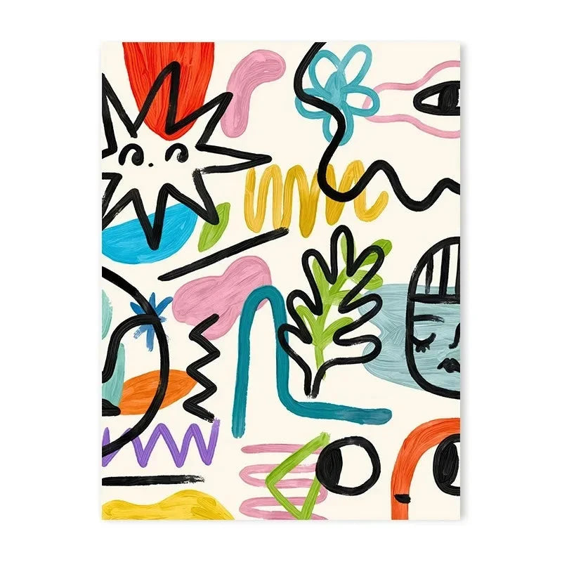 Colorful Abstract Wall Art Set | Dopamine Decor Canvas Prints | Maximalist Gallery Wall | Eclectic Colorful Home Decor