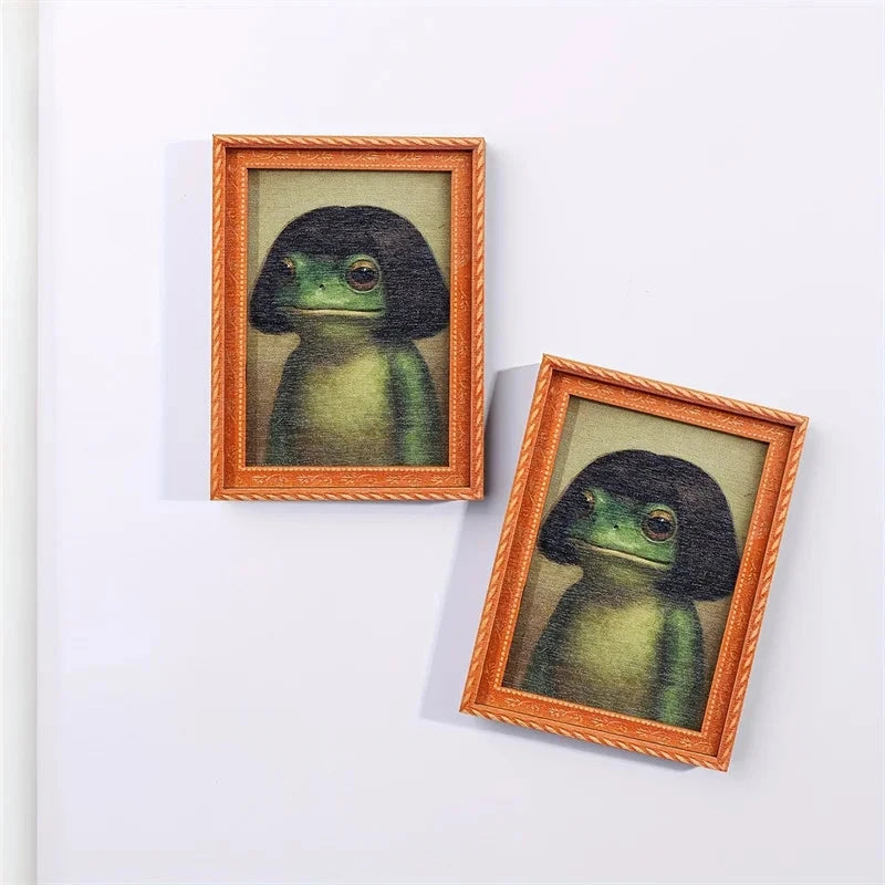 Cute Frog Fridge Magnet | Vintage Frog Art Magnet | Cottagecore Kitchen Decor | Funny Animal Refrigerator Magnet | Whimsical Gift