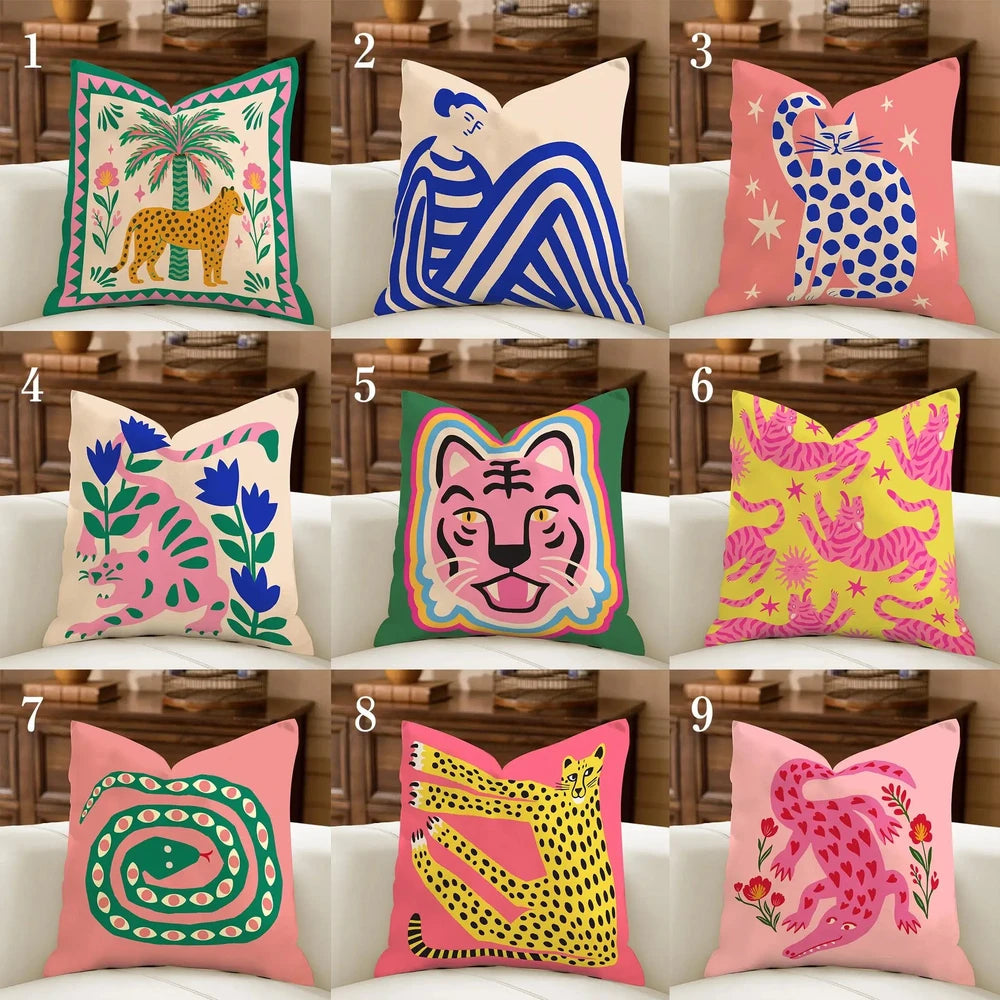 Colorful Throw Pillow Cover | Cute Decorative Cushion Cover | Happy Chemicals Co.