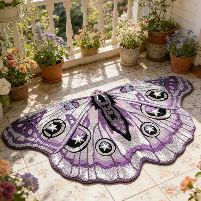 Butterfly Area Rug | Colorful Dopamine Decor Rug | Non-Slip Bedroom & Living Room Carpet