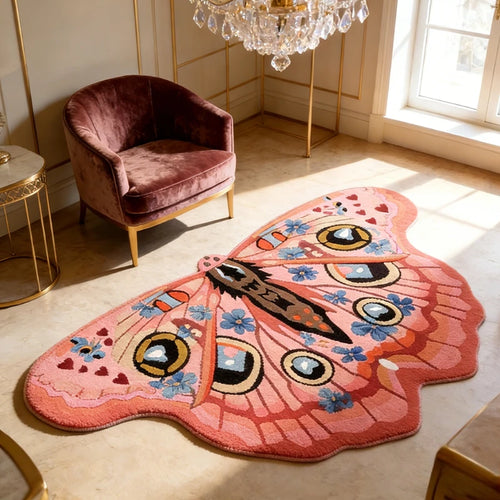 Butterfly Area Rug | Colorful Dopamine Decor Rug | Non-Slip Bedroom & Living Room Carpet
