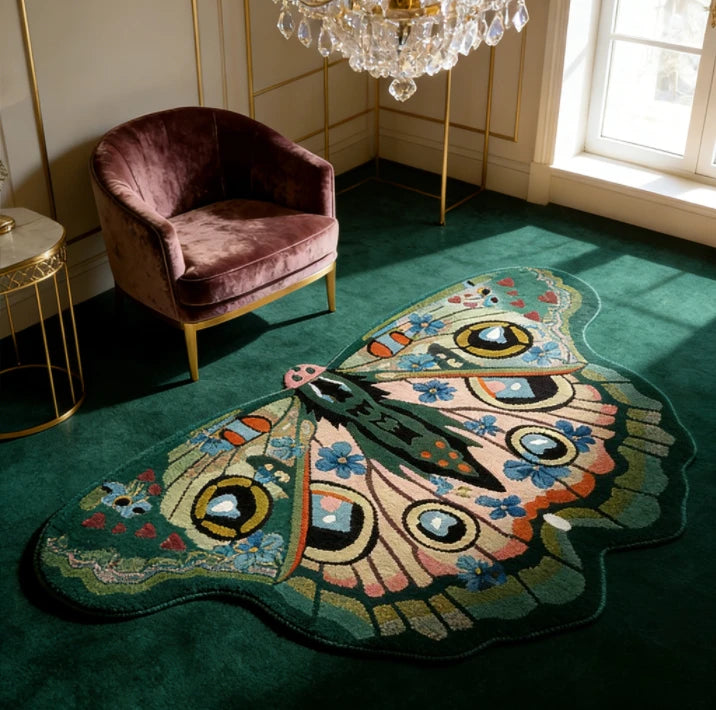 Butterfly Area Rug | Colorful Dopamine Decor Rug | Non-Slip Bedroom & Living Room Carpet