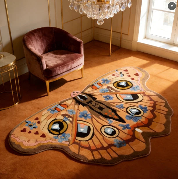 Butterfly Area Rug | Colorful Dopamine Decor Rug | Non-Slip Bedroom & Living Room Carpet