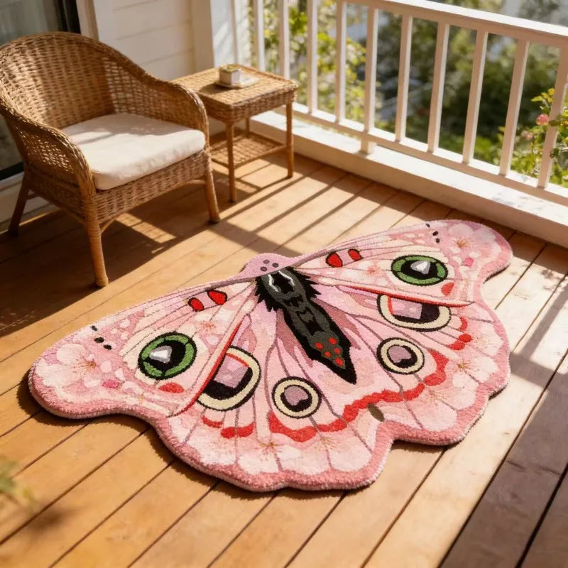 Butterfly Area Rug | Colorful Dopamine Decor Rug | Non-Slip Bedroom & Living Room Carpet