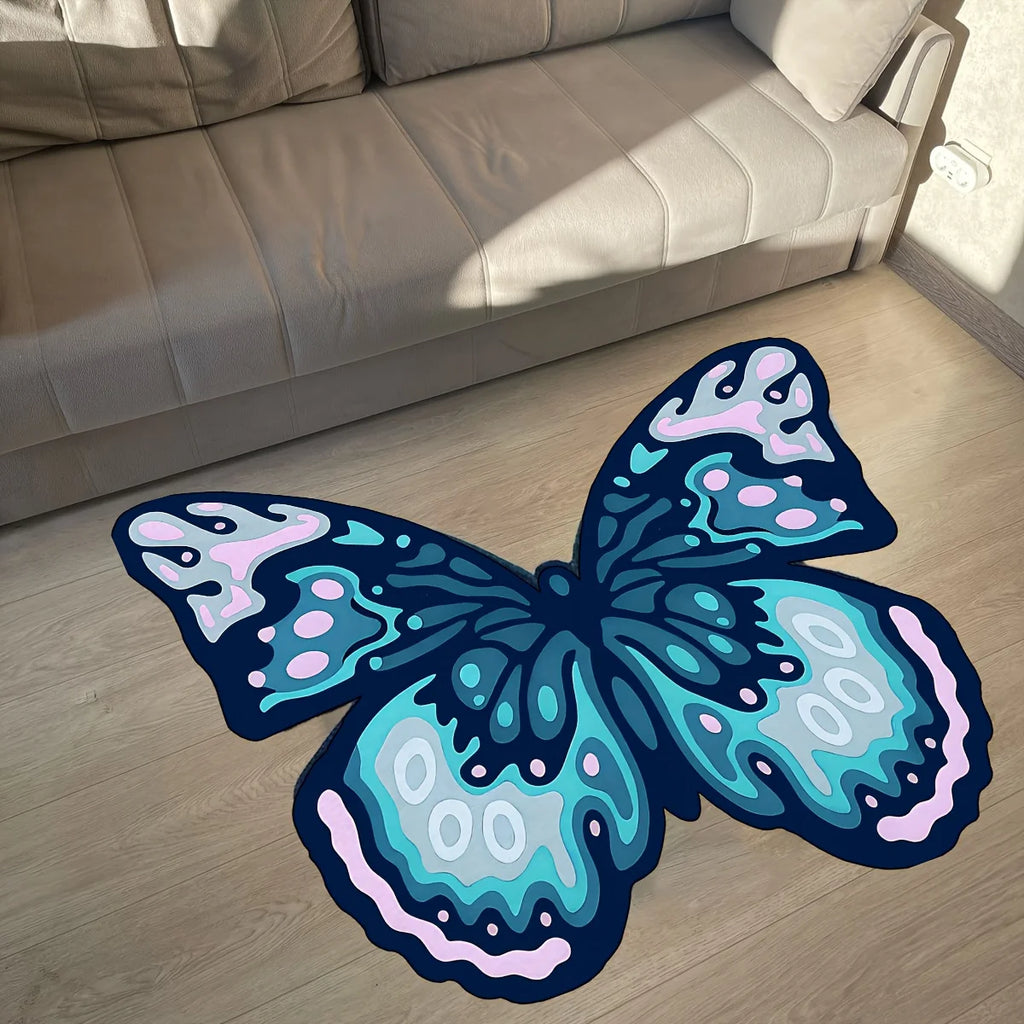 Butterfly Area Rug | Colorful Dopamine Decor Rug | Non-Slip Bedroom & Living Room Carpet