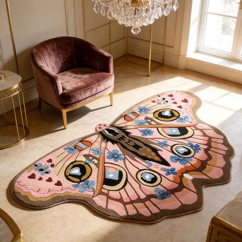 Butterfly Area Rug | Colorful Dopamine Decor Rug | Non-Slip Bedroom & Living Room Carpet
