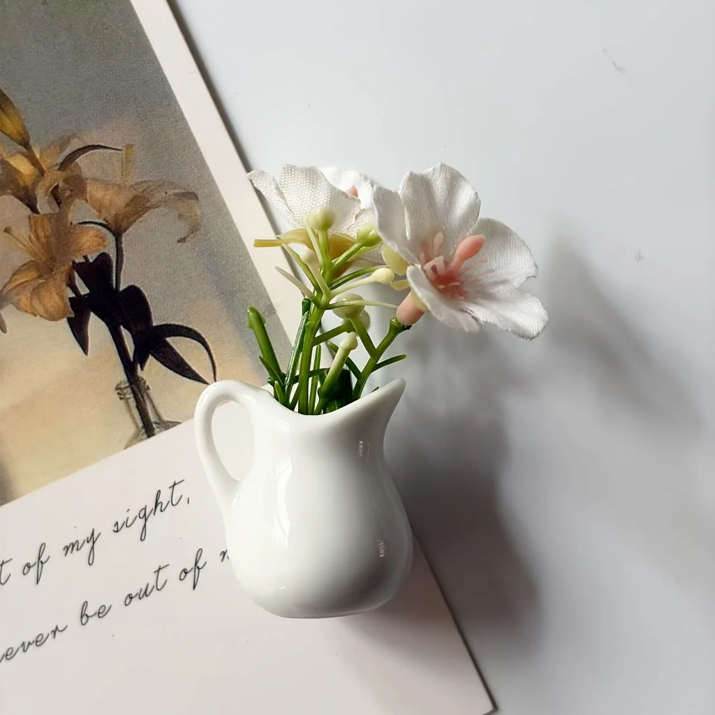 Magnetic Mini Bud Vase Set | Cute Ceramic Fridge Magnets for Flowers, Kitchen Decor & Dopamine Home Decor