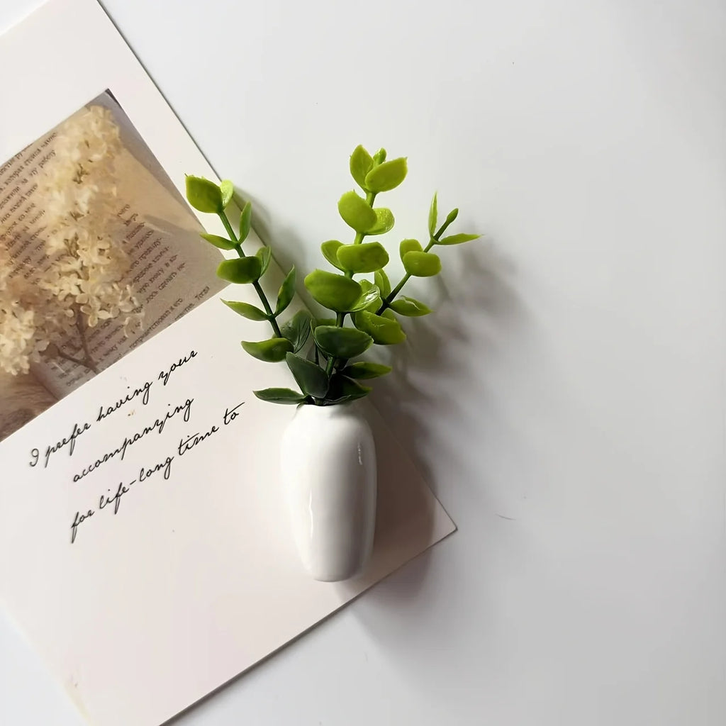 Magnetic Mini Bud Vase Set | Cute Ceramic Fridge Magnets for Flowers, Kitchen Decor & Dopamine Home Decor